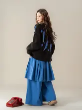 レトロブラックカートゥーンニットカーディガン【春用・ゆったりとしたシルエット・長袖】
