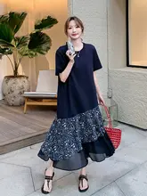 シルエット 薄手シフォンフラワードレス【夏用・ゆったり着心地・Tシャツドレス】（セットアップ対応）