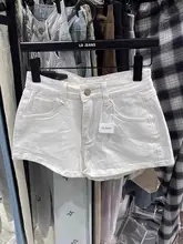 ヴィンテージ風バックリボン付きハイウエストデニムショートパンツ【カジュアル・フィット・夏用】