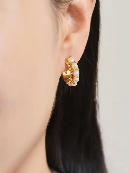 パール付きフープピアス【大きさ違い・女性用】