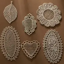 金糸刺繍の水溶性布用アップリケ【ローズゴールド・レース・装飾用】