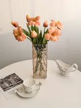 チューリップ 偽花 デスク装飾 花瓶 花束 北欧 PU保湿感