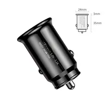車載用ミニUSB充電器【QC3.0急速充電・超小型・デュアルポート・多機能】