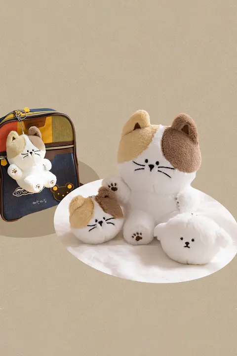 ぬいぐるみ キーホルダー バッグチャーム ねこ モコモコ キュート レディース インスタ映え 韓流 「dailylike」