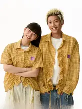 チェック柄長袖シャツ【軽量・夏用・UVカット・ペアコーデ】