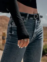 AlphaGym 高ウエスト スリムフィットデニムパンツ【美尻効果・ストレッチ・九分丈】