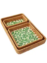 ベトナム製 藤編み果物トレイ【シェルデザイン・家庭用・お菓子収納用】