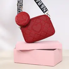 刺繍ハートデザインのレディースショルダーバッグ【ファッション小型・クロスボディ】