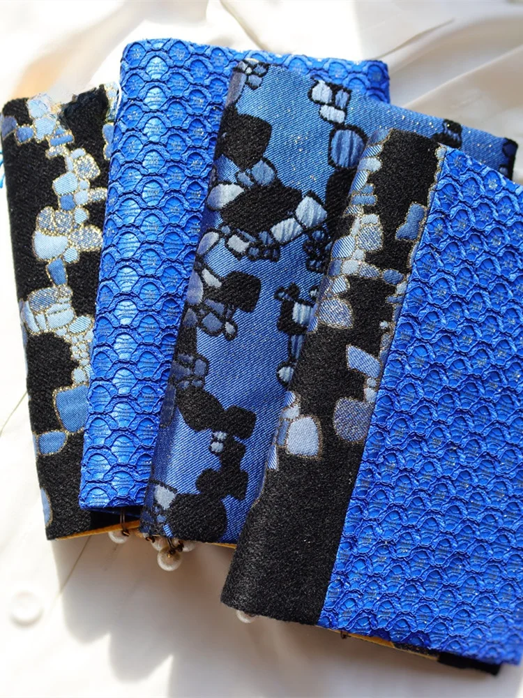 水の元素 A5手帳：布製刺繍デザインで実用性と美しさを両立