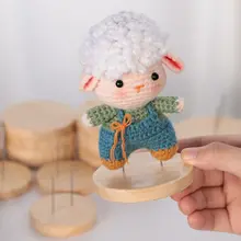 立体フィギュア用ウールフェルト展示スタンド【木製ベース・かぎ針編み】