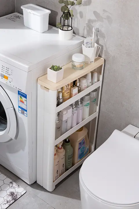 12cm幅のスリム収納ラック【キッチン・冷蔵庫横・トイレ用・移動式】