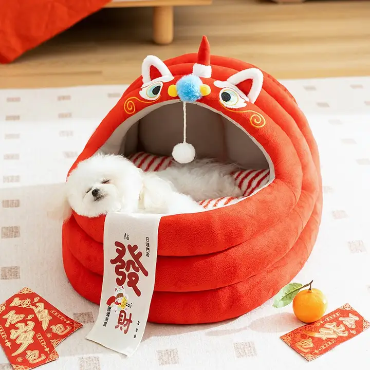 hipidog 冬用厚手小型犬用おやすみベッド【半閉鎖型・保温・快適設計】