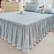 プリンセススタイルのベッドスカート【フルカバー・防滑加工・厚手キルティング・2in1カバー】
