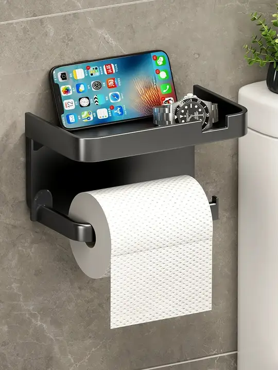 穴あけ不要のトイレットペーパー収納ホルダー【壁掛けタイプ・洗面所用】