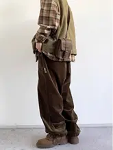 男女兼用 ビンテージ風 コーデュロイカジュアルパンツ【秋冬用・厚手・ワイドレッグ・ジョガーパンツ】