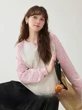 ドット柄 レディース ゆったりTシャツ【ラウンドVネック・春用・デザイン】