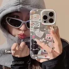 かわいいパッチワークデザインのスマホケース【iPhone対応・透明シリコン・個性的】