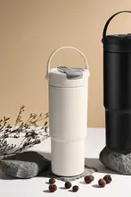 おしゃれな陶器製保温マグカップ【大型・持ち運び便利・車用・コーヒー・スポーツ用】