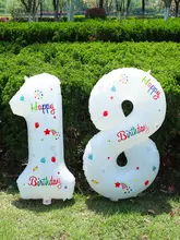 ホワイト32インチ数字バルーン【子供の誕生日・パーティーデコレーション・アウトドア用】