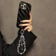 高級感ある紫水晶ビーズ付きハンドチェーン【スマホケース・キーホルダー・バッグチャーム】