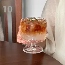 ヴィンテージサンフラワーレリーフグラス【家庭用・高脚・アイスクリーム・デザートカップ】