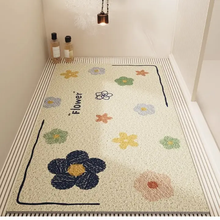 浴室用 シリコン製防滑マット【洗面所・穴あきデザイン・水切りタイプ】