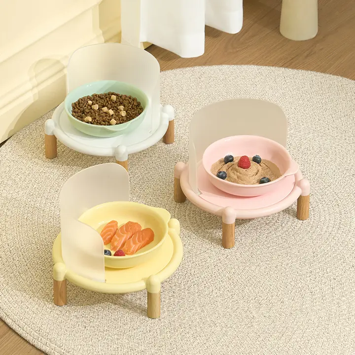 陶製ペット用食器【猫・犬用・泡状デザイン・高脚タイプ】
