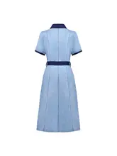 シャツデザインのウエストシェイプ夏用ワンピース【港風・女性用・流行の気質】