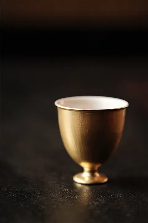 手作り小高脚杯【金彩銀彩・香茶用・茶道具】