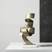 モダンジオメトリック金属抽象アートオブジェ【ホテルデザイン・インテリア装飾】