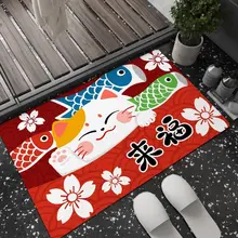 招き猫デザインの珪藻土バスマット【防滑・吸水速乾・浴室用】