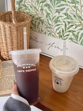 再利用可能な大容量夏用水筒【プラスチック製・ストロー付き・携帯用コーヒーカップ】
