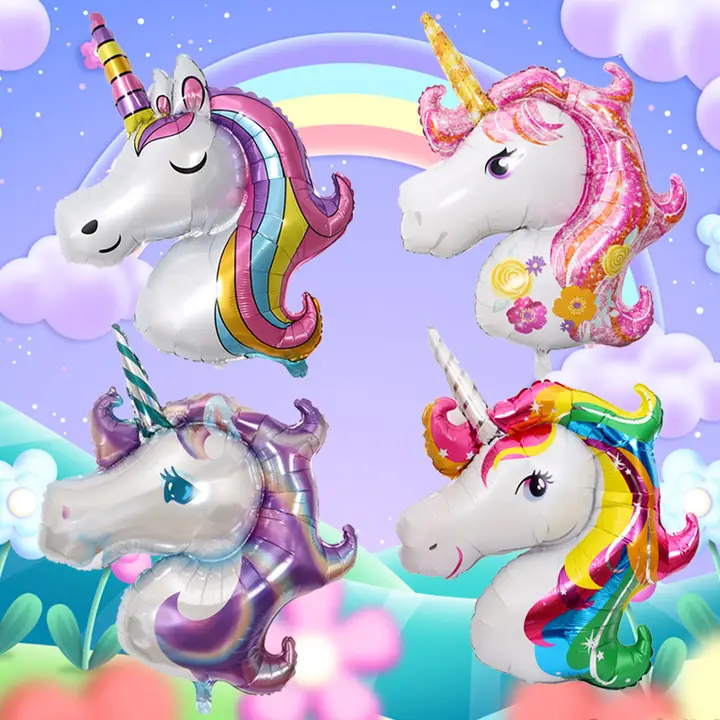 大きなユニコーンアルミ風船【誕生日パーティー用・写真撮影背景・インテリア装飾・遊び用】