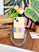 カラフルな円形スマートフォン背面クリップ【斜め掛け可能・便利な収納・伸縮式ハンドストラップ・汎用タイプ】