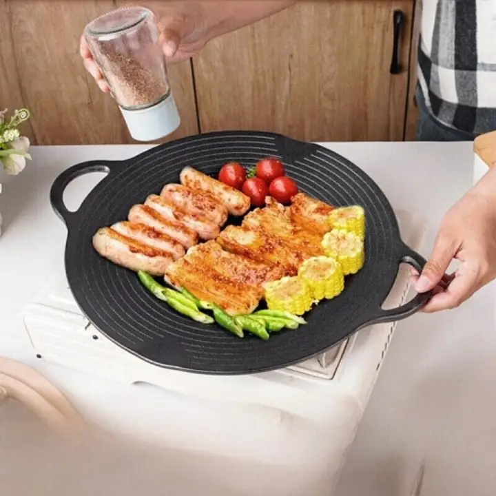 アウトドア用鋳鉄焼き盤【韓国風バーベキュー・フライパン・無塗装・ノンスティック】