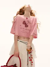 チェリーリボンTシャツ【ゆったりカジュアル・ショートスリーブ】