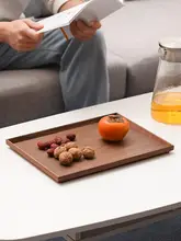 トレイ 和風 家庭用 木製 長方形 ウォールナット 茶托 菓子皿 カップ収納皿 食器