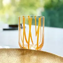 二色の流れる模様のグラス【家庭用・ウイスキー用・デザインカップ】