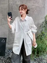 オーバーサイズチェックシャツ【春夏用・女性用・トレンディデザイン】