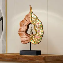 タイ製 木彫り工芸品【タイスタイル・リビング装飾用・ボーディ葉デザイン】