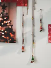 冬の願いクリスマスツリー吊り下げネックレス【ロング・編み紐スタイル・携帯電話用・バッグ用】