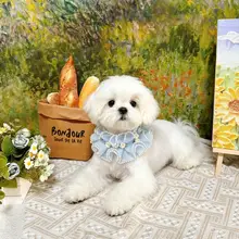 ペット用カラー 薔薇ガーデンデザイン【キャット・ドッグ用・フリル付き・パール装飾】