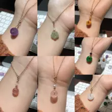 水晶翡翠ペンダント【平安扣・女性用・14K仕上げ】
