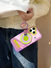 磁気吸着型スマートフォンスタンド【デスク用・リングホルダー・カラフルデザイン・撮影便利】