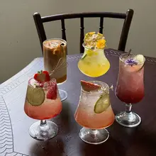 おしゃれなガラス製ジュースカップ【飲料・カクテル・フルーツティー用】