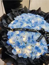 造花のソープフラワーブーケ【アイスブルー薔薇・誕生日・実用的ギフト】