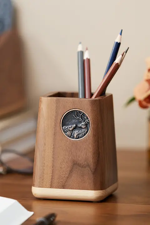 ブラックウォールナット製ペンスタンド【北欧デザイン・オフィス用品・学生向け】