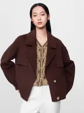 高級ウールのリバーシブルショートコート【女性用・冬用・上質な素材】