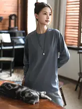 コットン起毛Tシャツ ゆったりスリム カジュアル クルーネック トップス プルオーバー 秋の新作