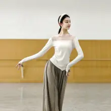 クラシックバレエの練習用長袖トップス【女性用・春夏用・スリムフィット】